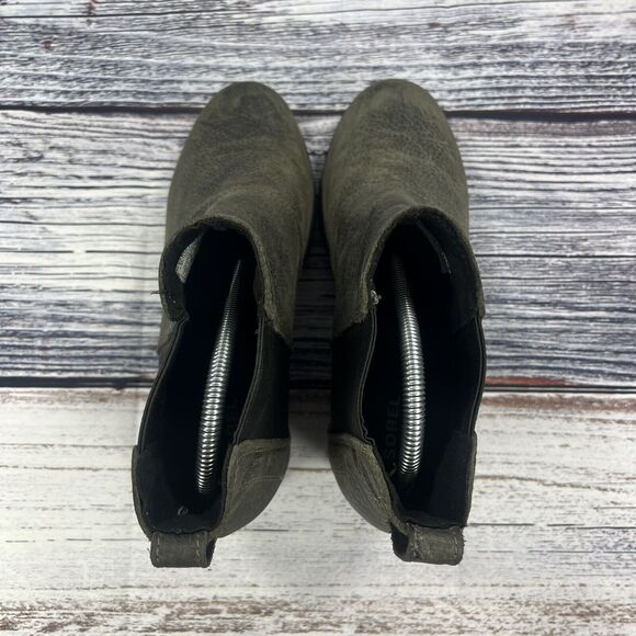 Sorel Joan Of Arctic Wedge II Chelsea Ankle Boots Quarry Black Leather, Size 10 - Picture 5 of 9